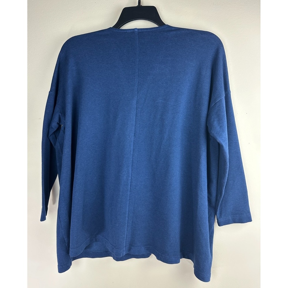Bryn Walker Blue Bamboo Organic Cotton V-Neck Boxy Tunic Top Small Oversized - Picture 12 of 13